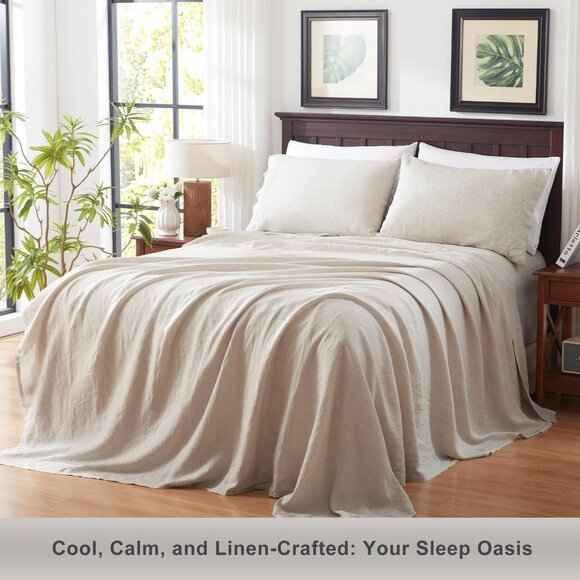 Pure Linen Pillowcases French Natural Linen Flax Bedding 20x30 inches - Picture 6 of 6